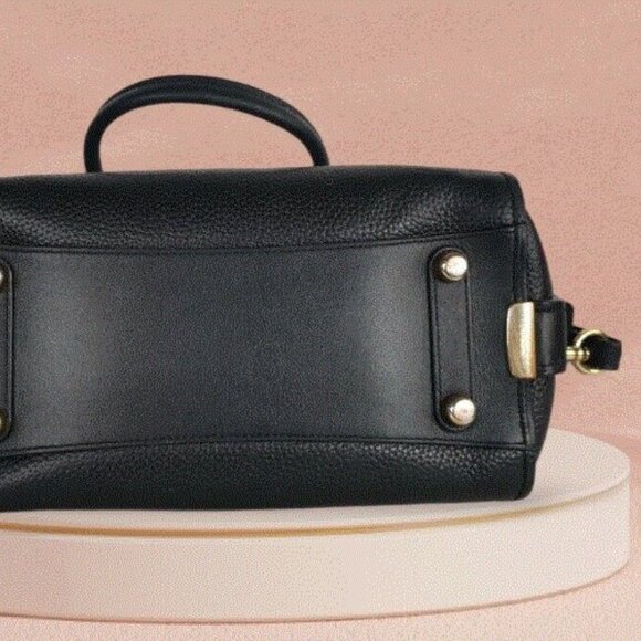 COACH Pebble Leather Swagger 27 Crossbody Handbag Satchel Black - Picture 7 of 9